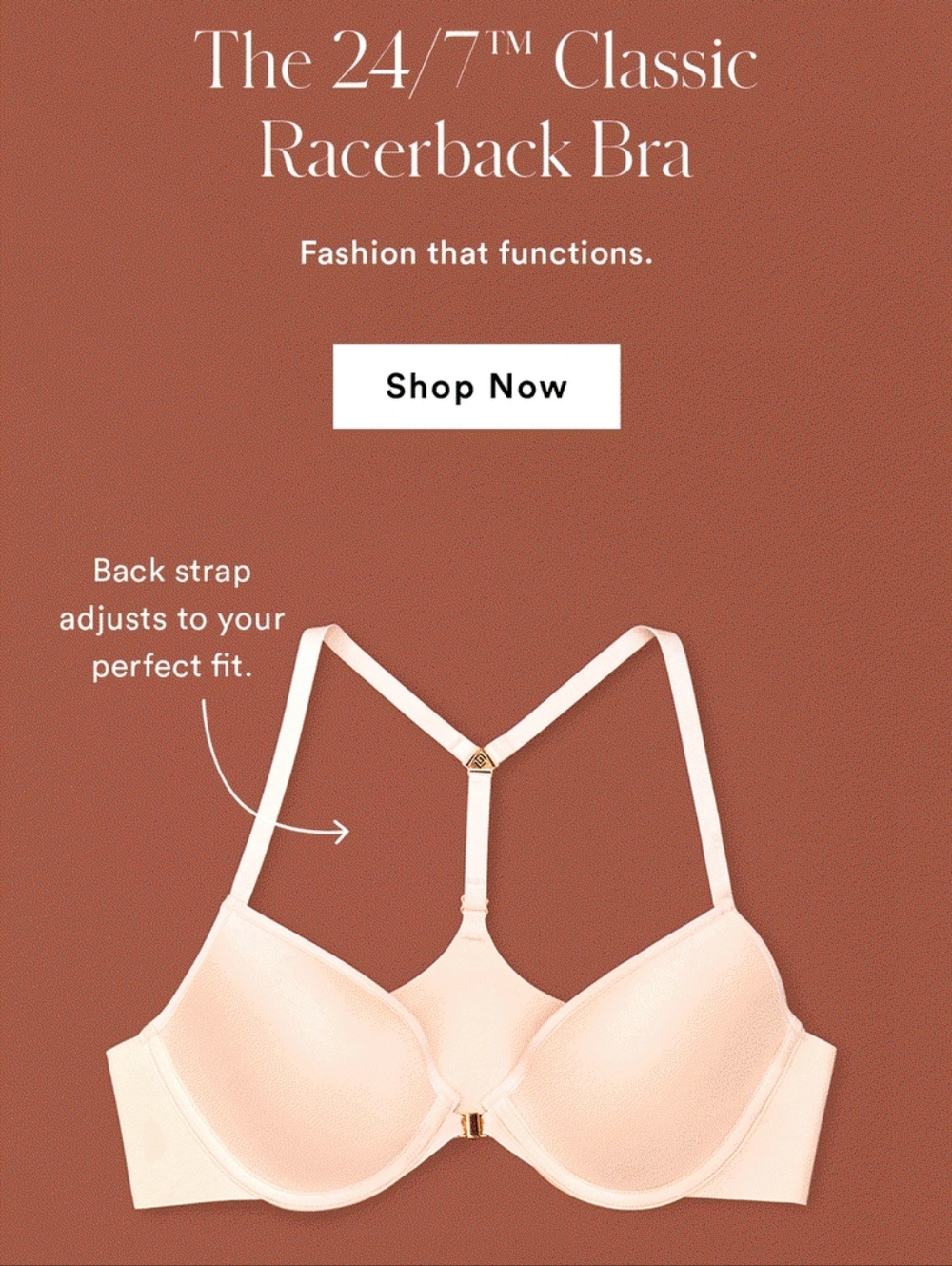 NWT ThirdLove 24/7 Classic Racerback Bra Light Cream/nude Front Clasp